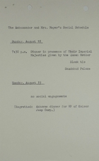 Ambassador and Mrs. Meyer's Social Schedule, August 18-19, 1968