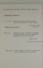 Ambassador and Mrs. Meyer's Social Schedule, August 21, 1968