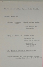 Ambassador and Mrs. Meyer's Social Schedule, August 22, 1968
