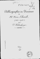 Bibliographie des Travaux de Mr. Moïse Schwab, (1860-1904)