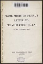 Prime Minister Nehru's letter to Premier Chou En-Lai dated January 1, 1963 (b2438313)