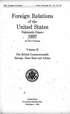 Foreign Relations of the United States: Diplomatic Papers 1937, Volume II