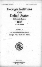 Foreign Relations of the United States: Diplomatic Papers 1938, Volume II