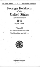 Foreign Relations of the United States: Diplomatic Papers 1941, Volume III