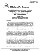CRS Report for Congress, International Trade: 2004-2009 Supplement, Reel 8: 2008 cont., United States-Southen African Customs Union (SACU) Free Trade Agreement Negotiations: Background and Potential Issues
