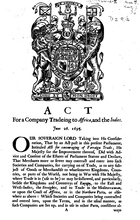 Act for a Company Tradeing to Affrica and the Indies. June 26, 1695 [microform]
