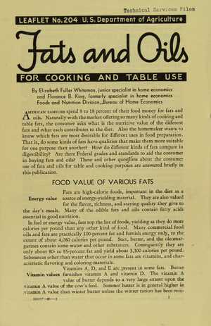Fats and Oils Fats and Oils