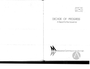 Decade of Progress: A Report to the Governor, 1976 Decade of Progress: A Report to the Governor, 1976