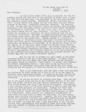 Letter from Dorothy Hutchinson to Friends, October 1, 1954 Letter from Dorothy Hutchinson to Friends, October 1, 1954