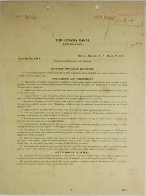 Circular No. 628-7 - Quarters for Silver Employees Circular No. 628-7 - Quarters for Silver Employees