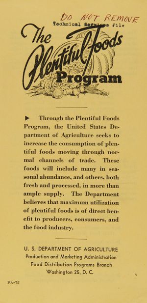 The Plentiful Foods Program The Plentiful Foods Program