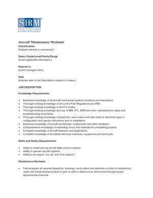 Aircraft Maintenance Mechanic Aircraft Maintenance Mechanic