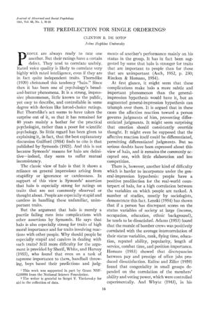 The Predilection for Single Orderings The Predilection for Single Orderings
