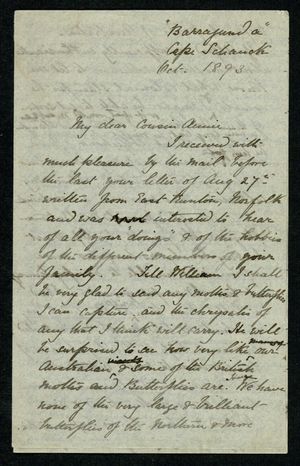 Incomplete Letter from Edith Thompson to My dear Cousin Annie, October 1893 Incomplete Letter from Edith Thompson to My dear Cousin Annie, October 1893