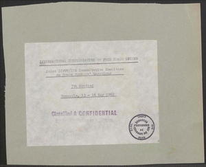 Joint ICFTU / ITS Consultative Committee of Women Workers' Questions, Seventh Meeting, Brussels, 15-16 May 1962 Joint ICFTU / ITS Consultative Committee of Women Workers' Questions, Seventh Meeting, Brussels, 15-16 May 1962