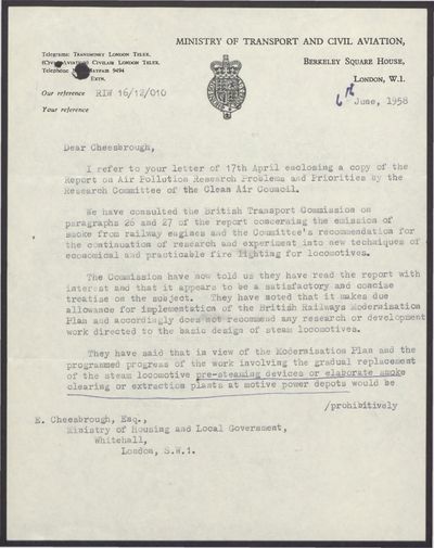Letter From Ministry Of Transport And Civil Aviation To E Cheesbrough Re Report On Air Pollution Research Problems And Priorities June 06 1958 Alexander Street A Proquest Company Automobiles are polluting the air but they provide. alexander street a proquest company