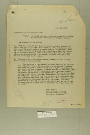Combined Correspondence Discussing Alleged Violations by U.S. Border Forces, March 10 - April 2, 1920 Combined Correspondence Discussing Alleged Violations by U.S. Border Forces, March 10 - April 2, 1920