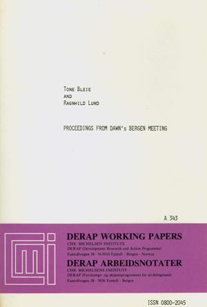 Proceedings from DAWN's Bergen Meeting Proceedings from DAWN's Bergen Meeting