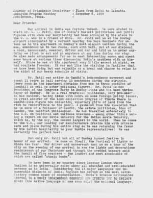 Letter from Dorothy Hutchinson to Friends, November 6, 1954 Letter from Dorothy Hutchinson to Friends, November 6, 1954
