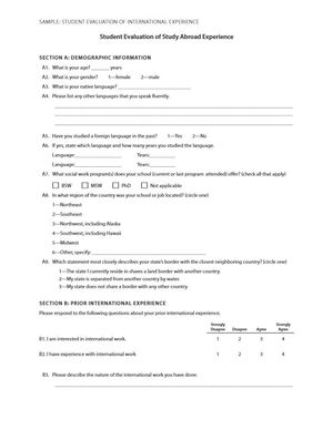 Sample Student Evaluation Of International Experience Alexander Street A Proquest Company