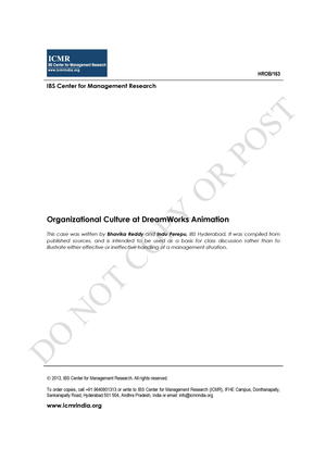 Organizational Culture At Dreamworks Animation Alexander Street