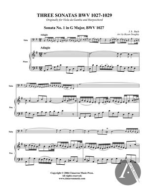 Three Sonatas BWV 1027,1028, 1029, Tuba Solo, BWV 1027,1028, 1029, G Major Three Sonatas BWV 1027,1028, 1029, Tuba Solo, BWV 1027,1028, 1029, G Major