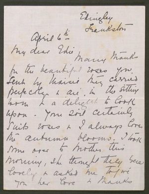 Letter from Agnes Howitt to Edith Thompson, April 6 Letter from Agnes Howitt to Edith Thompson, April 6