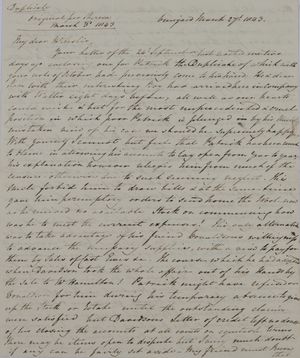 Copy of Letter from Hannibal Hawkins MacArthur to William Leslie, March 17, 1843 Copy of Letter from Hannibal Hawkins MacArthur to William Leslie, March 17, 1843