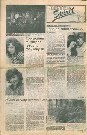 SISTER Spirit GayLife Vol. 10 No. 43 April 25, 1985 SISTER Spirit GayLife Vol. 10 No. 43 April 25, 1985