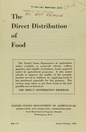 The Direct Distribution of Food The Direct Distribution of Food