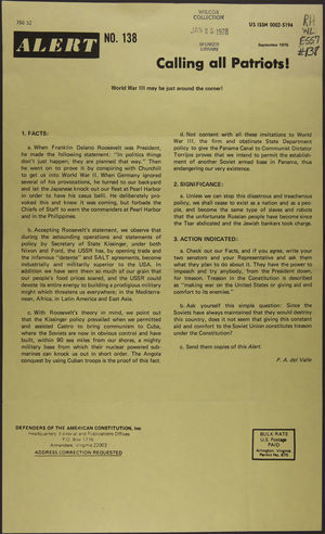Alert, no. 138, September 1976 Alert, no. 138, September 1976