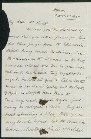 Letter from Anne Winter to Samuel Pratt Winter, March 25, 1868 Letter from Anne Winter to Samuel Pratt Winter, March 25, 1868