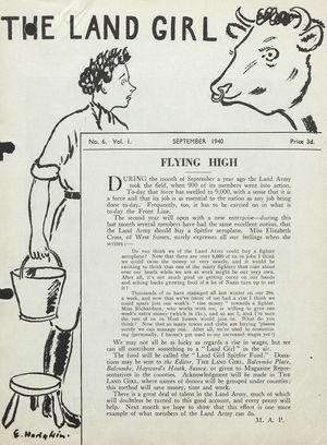 The Land Girl, Vol. 1, No. 6, September 1940 The Land Girl, Vol. 1, No. 6, September 1940