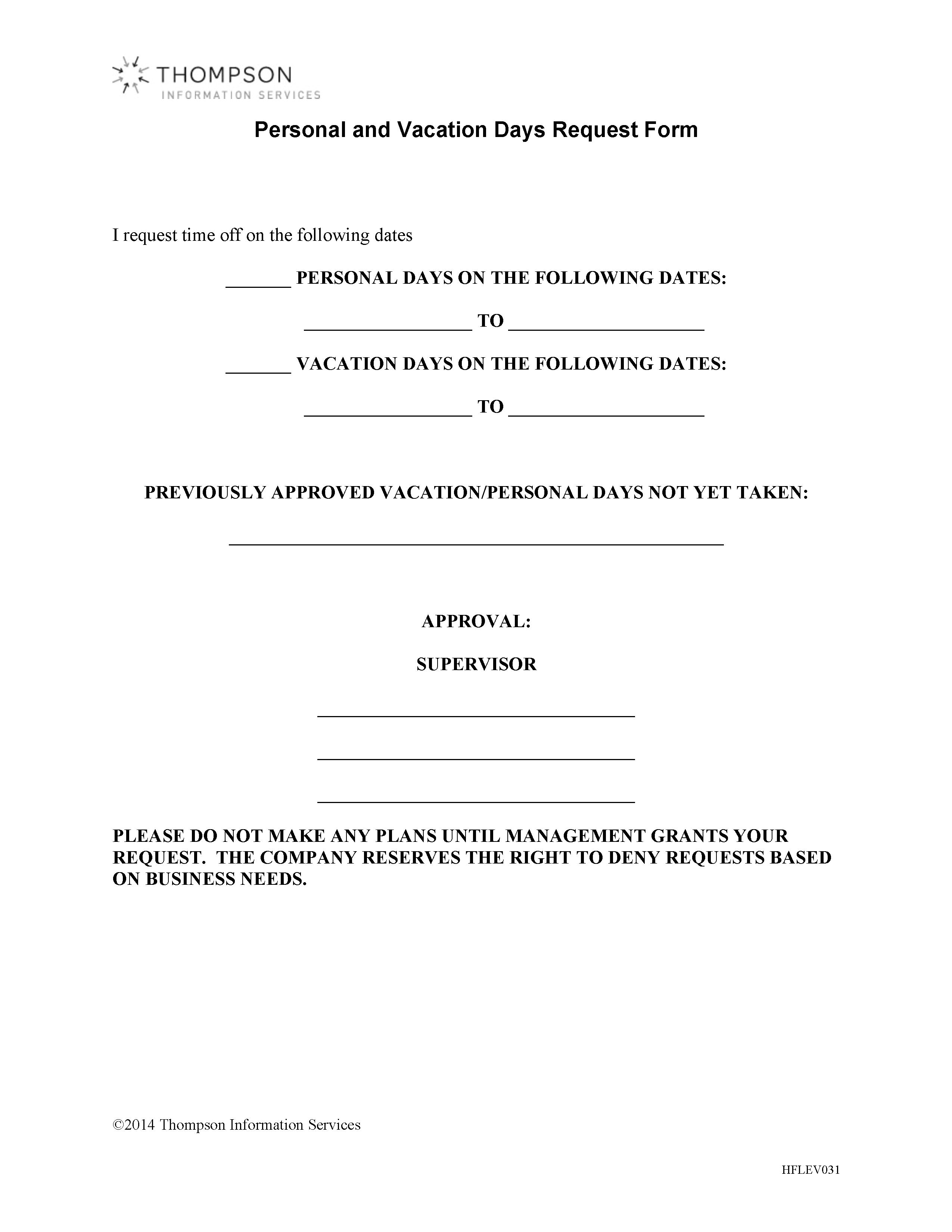 Personal And Vacation Days Request Form Alexander Street A Proquest Company