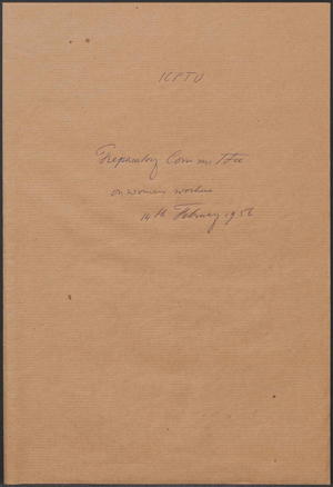 Preparatory Committee on Questions Dealing with Women Workers, Brussels, 14 February 1956 Preparatory Committee on Questions Dealing with Women Workers, Brussels, 14 February 1956