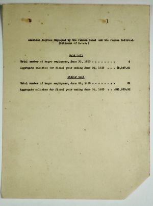 American Negroes Employed by Panama Canal and Panama Railroad, June 30, 1923 American Negroes Employed by Panama Canal and Panama Railroad, June 30, 1923