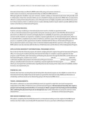Sample: Application Process for International Field Placements Sample: Application Process for International Field Placements