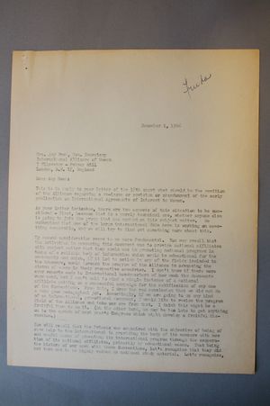 Letter from Frieda Miller to Amy Bush, December 1, 1966 Letter from Frieda Miller to Amy Bush, December 1, 1966
