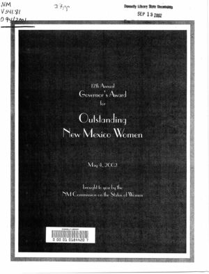17th Annual Governor's Award for Outstanding New Mexico Women 17th Annual Governor's Award for Outstanding New Mexico Women