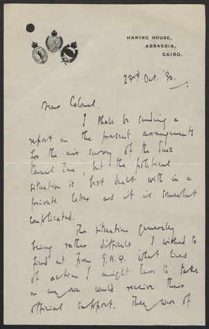 Partial Handwritten Letter To A Colonel October 23 1930 Alexander Street A Proquest Company