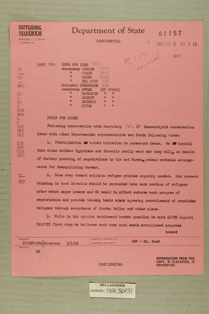 Telegram from Department of State to USUN New York, March 2, 1956 Telegram from Department of State to USUN New York, March 2, 1956