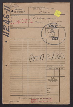 R.A.E. Comet Investigation, Miscellaneous Correspondence R.A.E. Comet Investigation, Miscellaneous Correspondence