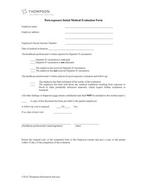 Post Exposure Initial Medical Evaluation Form Alexander Street A Proquest Company