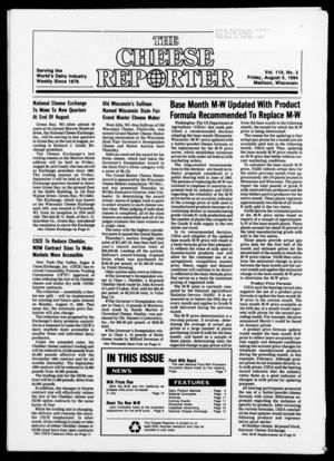 Cheese Reporter, Vol. 119, no. 3, August 5, 1994 Cheese Reporter, Vol. 119, no. 3, August 5, 1994