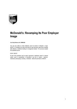 McDonald's: Revamping Its Poor Employer Image McDonald's: Revamping Its Poor Employer Image