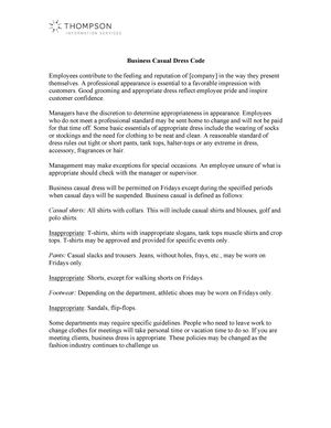 Business Casual Dress Code Policy Alexander Street A Proquest