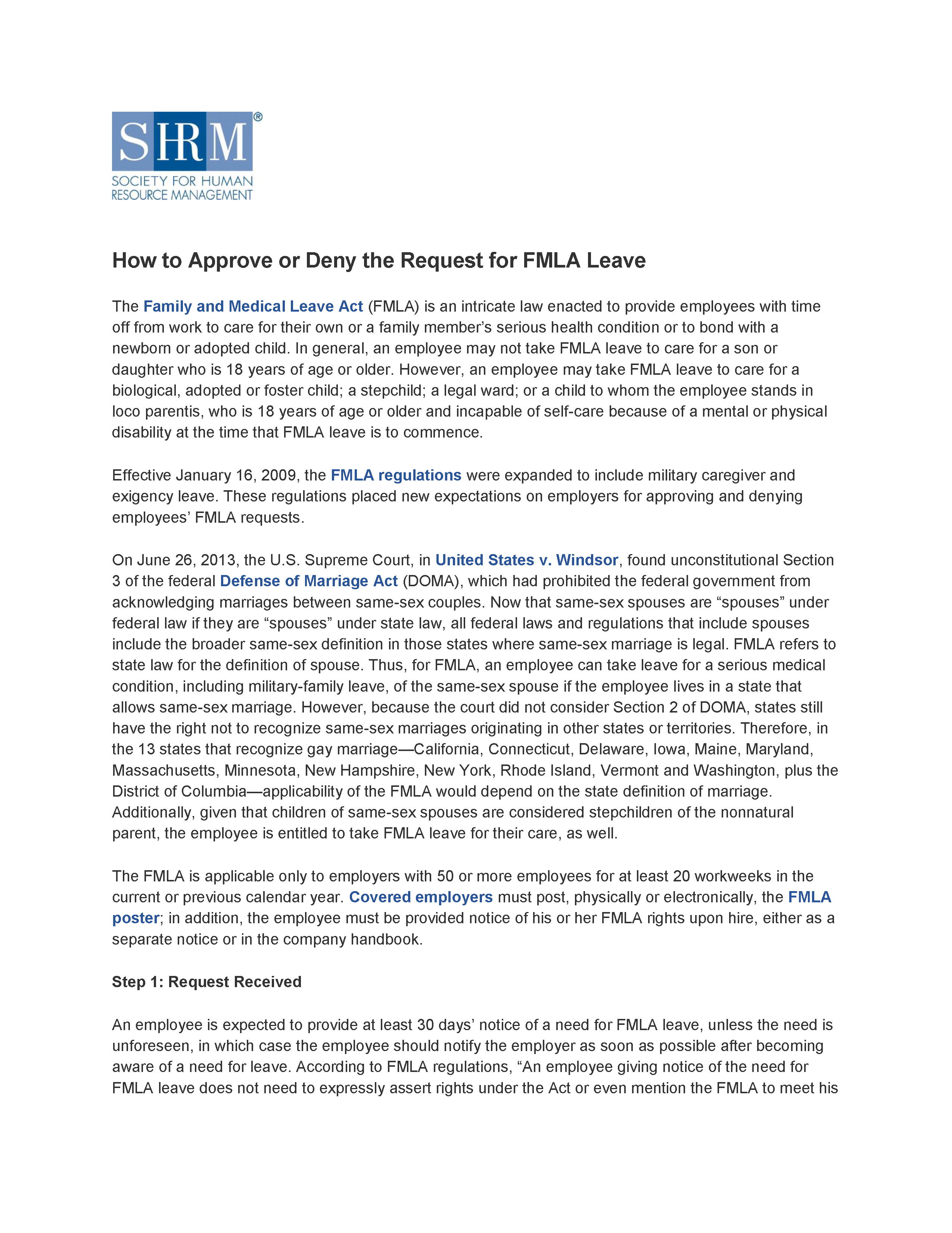 How To Approve Or Deny The Request For Fmla Leave Alexander Street A Proquest Company
