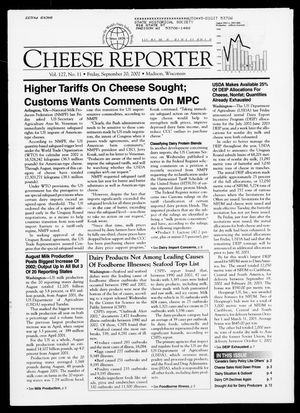 Cheese Reporter, Vol. 127, No. 11, Friday, September 20, 2002 Cheese Reporter, Vol. 127, No. 11, Friday, September 20, 2002