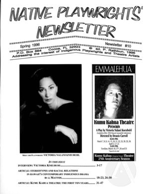 Native Playwrights' Newsletter, #10 Spring 1996 Native Playwrights' Newsletter, #10 Spring 1996