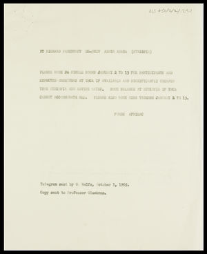 Letter from Mrs Olga Wolfe to Richard Pankhurst, 1 Oct. 1965 Letter from Mrs Olga Wolfe to Richard Pankhurst, 1 Oct. 1965